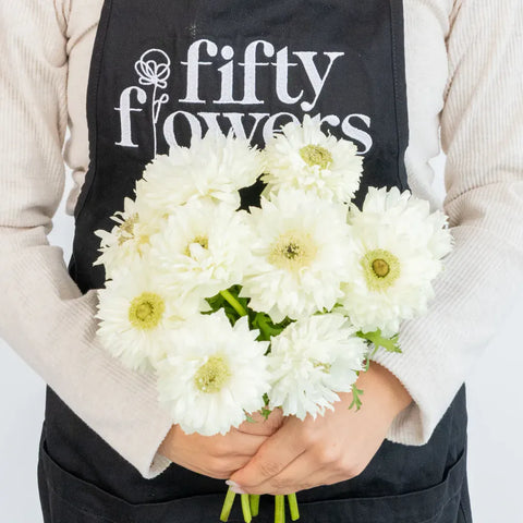 White Levante Anemones Apron - Image