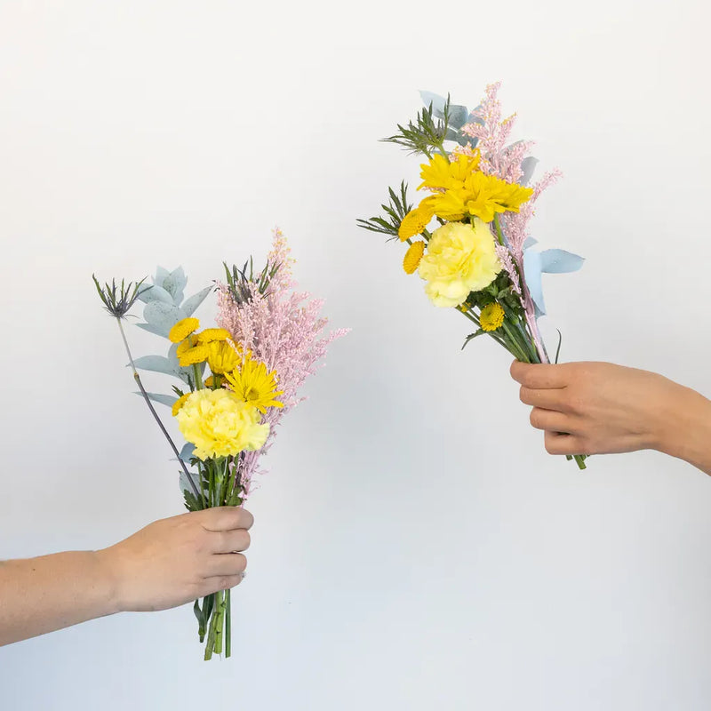 Yellow Pastel Pop Bouquet Bar Flower Kit Hands - Image