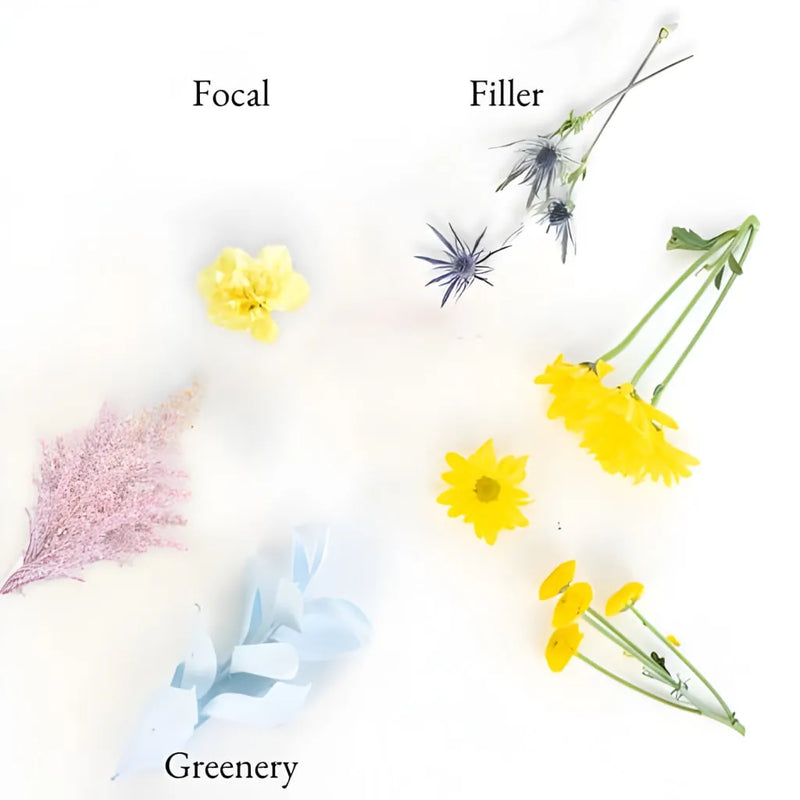 Yellow Pastel Pop Bouquet Bar Flower Kit Flat Lay - Image