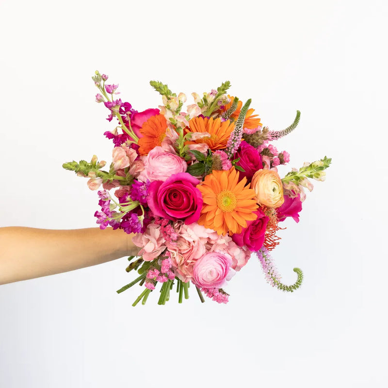 Pink With A Tangerine Twist Diy Flower Kit Hands - Image