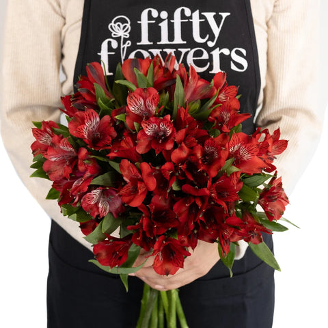 Brick Red Peruvian Lilies Apron - Image