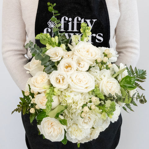 Snow White Flower Bouquet Apron - Image