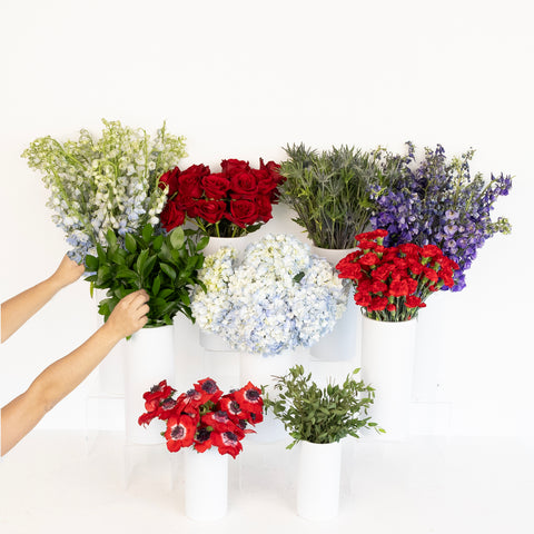 Red And Blue Wildflowers Bouquet Bar Flower Kit Close Up - Image