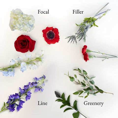 Red And Blue Wildflowers Bouquet Bar Flower Kit Stem - Image