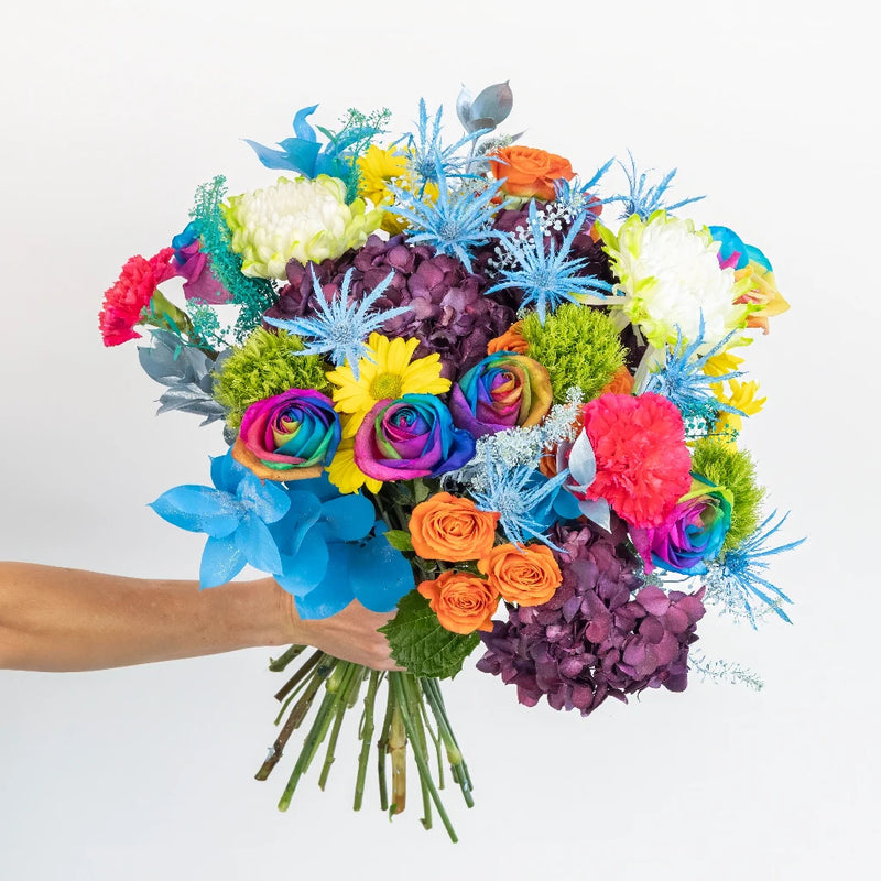 Bright Rainbow Flower Bouquet Hand - Image