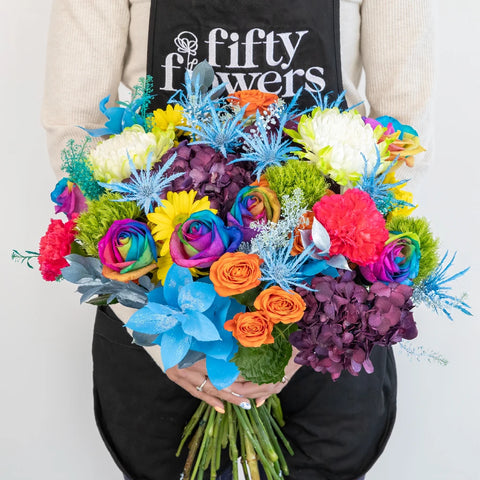 Bright Rainbow Flower Diy Flower Kit Apron - Image