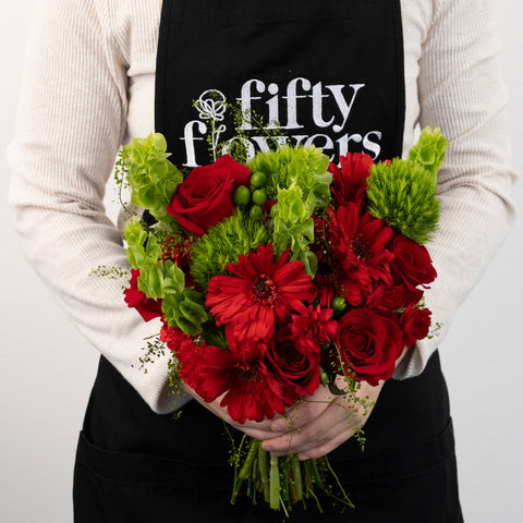 Merry And Bright Flower Bouquet Apron - Image