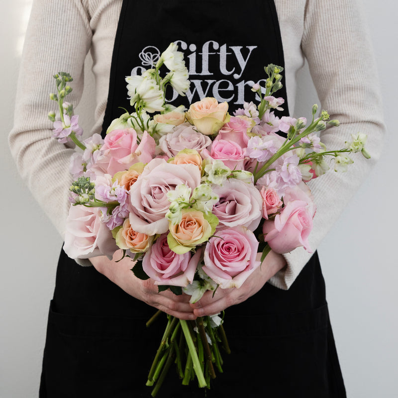 Pretty In Pink Flower Bouquet Apron - Image