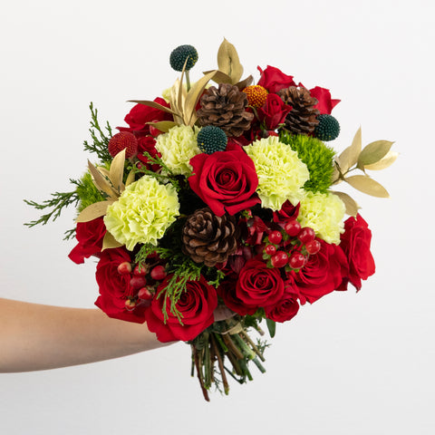 Jingle Bells Traditional Holiday Bouquet Close Up - Image