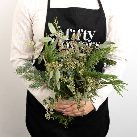 Modern Winter Greens Diy Flower Kit Apron - Image