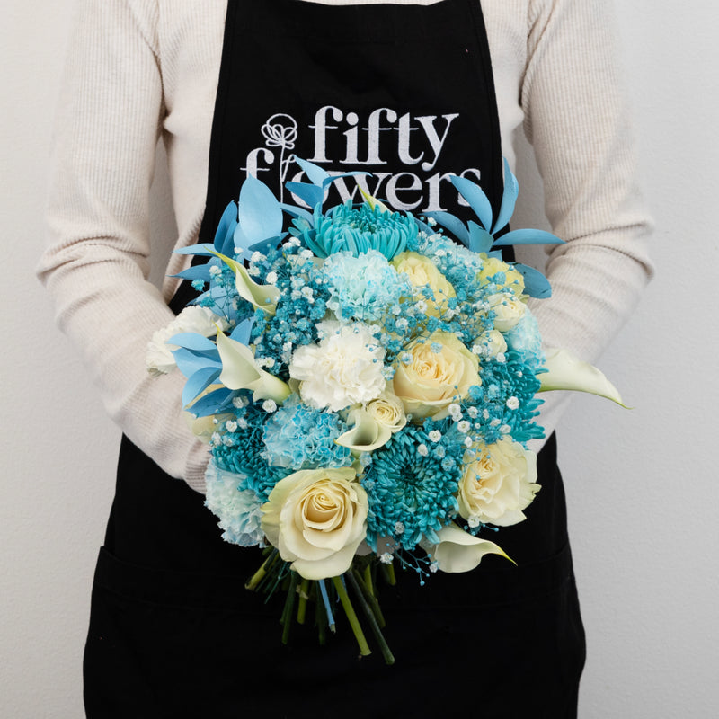 Aqua Bloom Flower Centerpieces Apron - Image