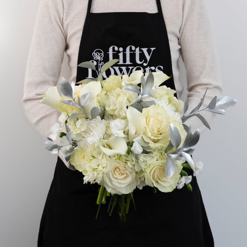 Modern Holiday Glam Silver Diy Flower Kit Apron - Image