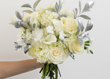 Modern Holiday Glam Silver Flower Bouquet Close Up - Image