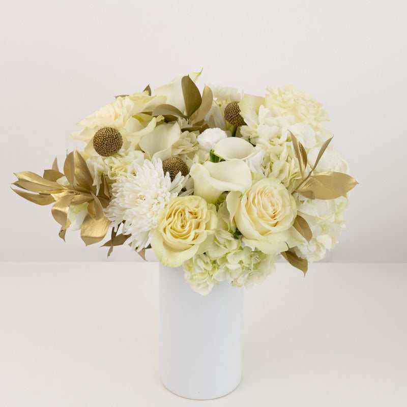 Modern Holiday Glam Gold Flower Bouquet Vase - Image