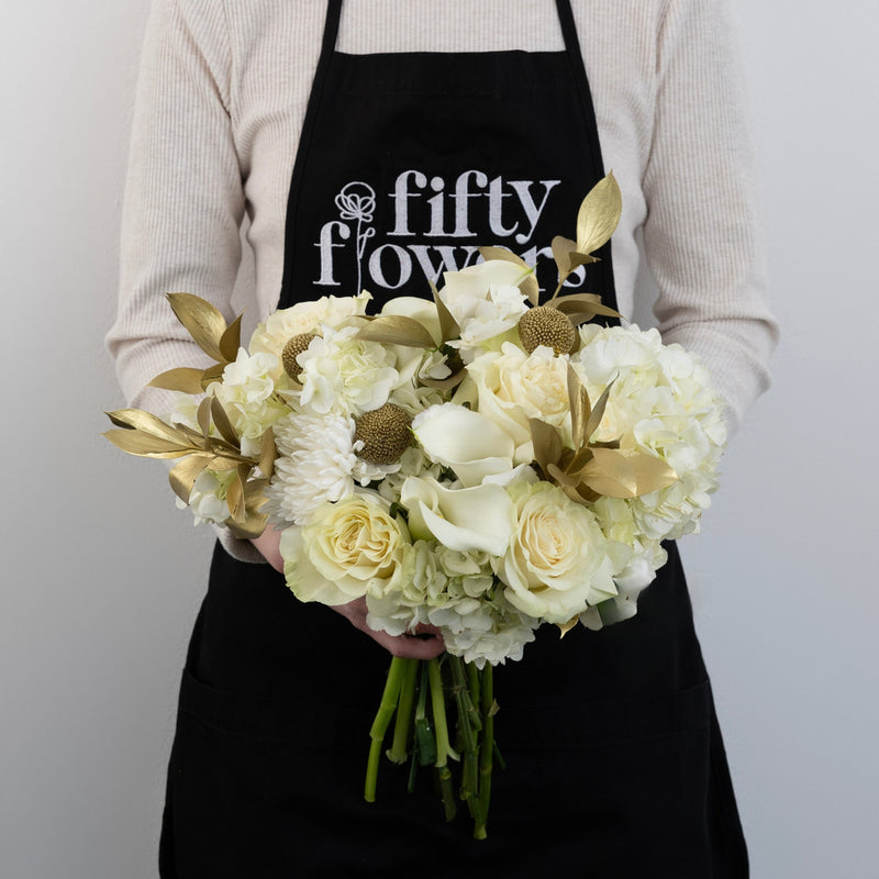 Modern Holiday Glam Gold Diy Flower Kit Apron - Image