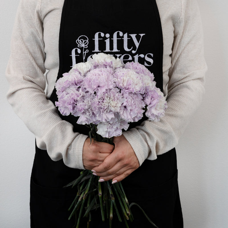 Dusty Lavender Tinted Carnation Flowers Apron - Image
