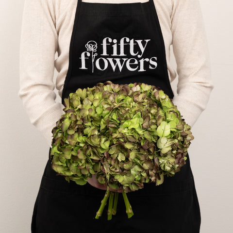 Antique Airbrushed Hydrangea Flower Apron - Image