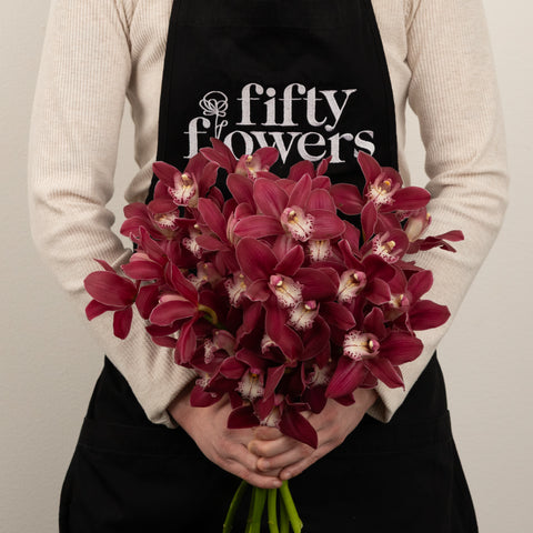 Exotic Rose Mini Cymbidium Orchid Apron - Image