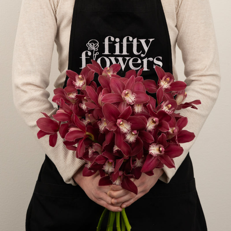 Exotic Rose Mini Cymbidium Orchid Apron - Image