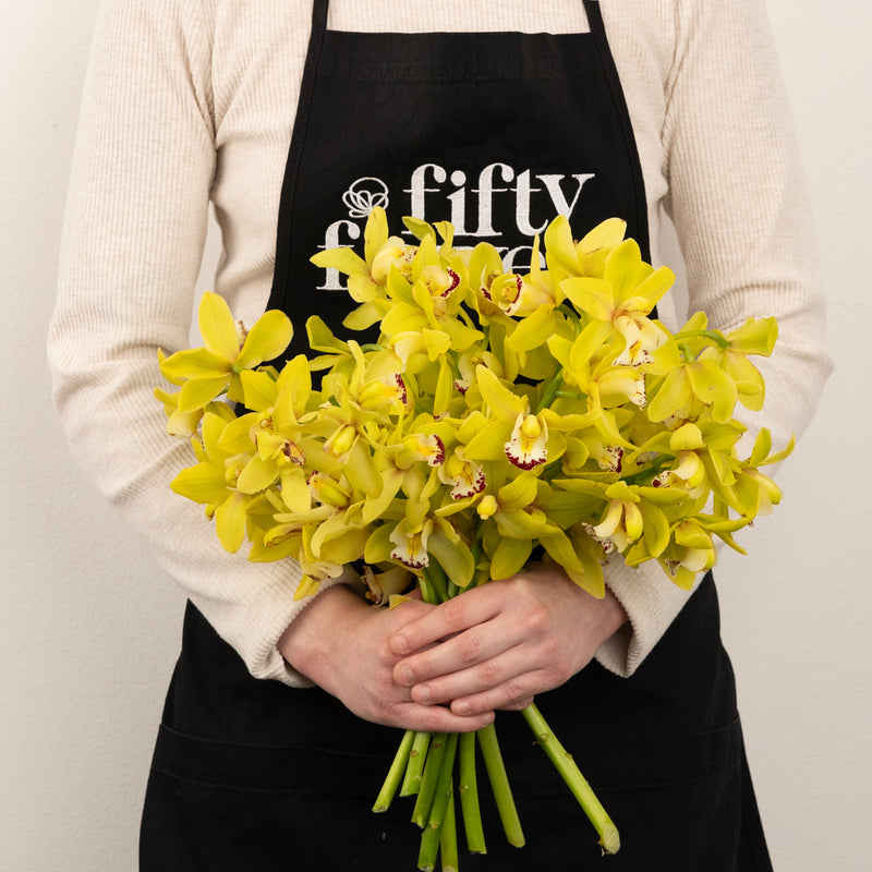 Lemon Icicle Mini Cymbidium Orchid Apron - Image