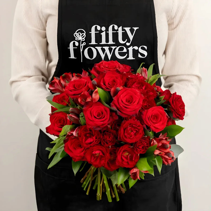 Ruby Red Flower Centerpieces Apron - Image