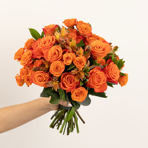 Orange Crush Flower Bouquet Close Up - Image