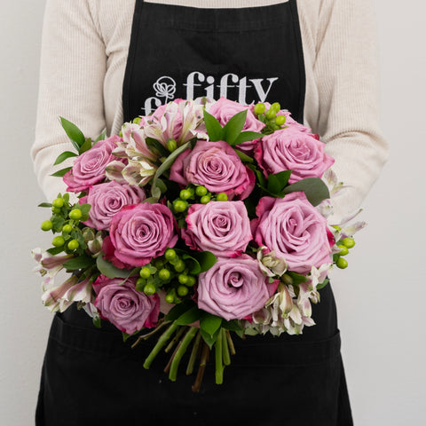 Purple Hues Flower Bouquet Apron - Image
