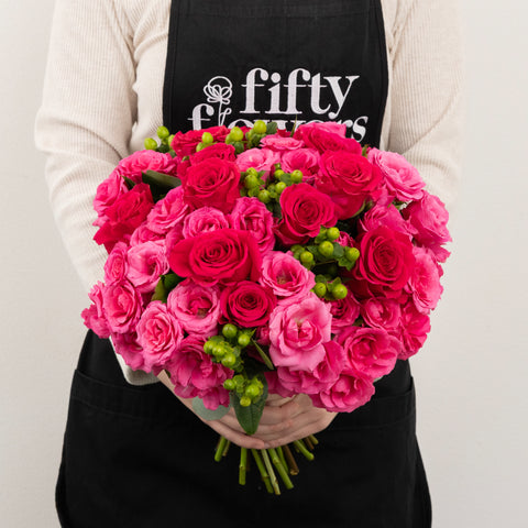 Bright Pink Diy Flower Kit Apron - Image