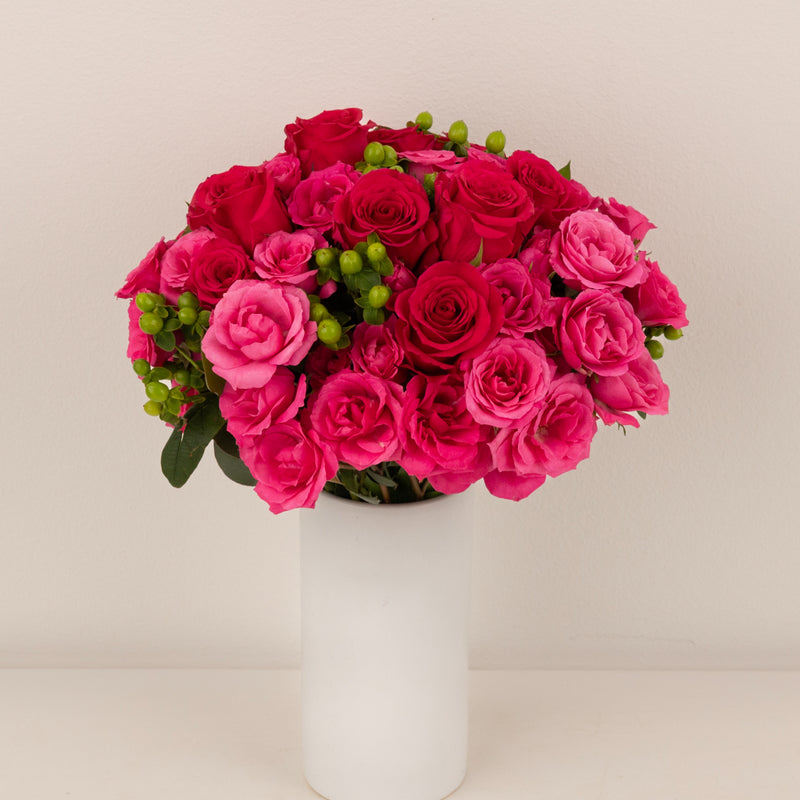 Bright Pink Flower Bouquet Vase - Image