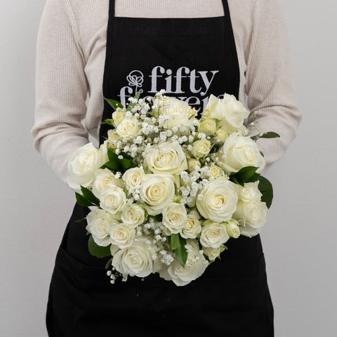 Classic White Flower Bouquet Apron - Image