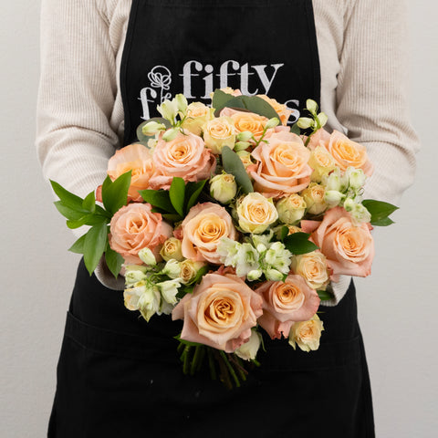 Peachy Keen Flower Bouquet Apron - Image