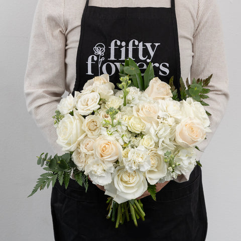 Farm To Table White Diy Flower Kit Apron - Image