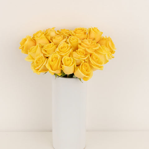 Yellow Butterscotch Fresh Cut Rose Vase - Image