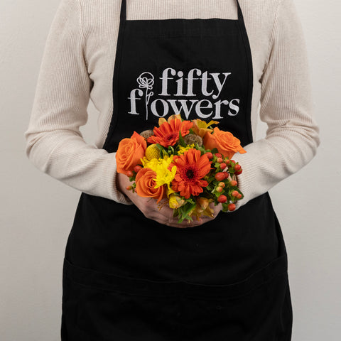 Deep Orange Flower Centerpieces Apron - Image