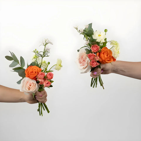 Coral Glow Bouquet Bar Flower Kit Vase - Image