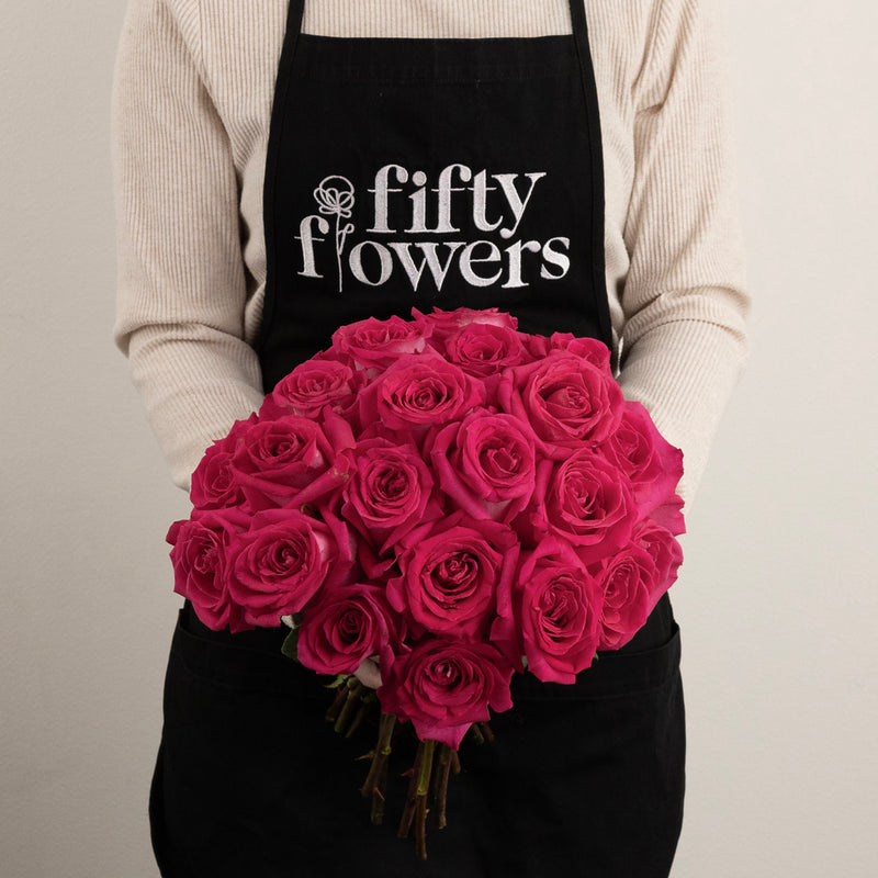 Topaz Hot Pink Rose Apron - Image