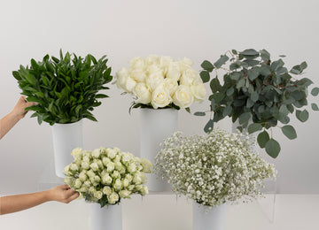Classic White Bouquet Bar Flower Kit Vase - Image