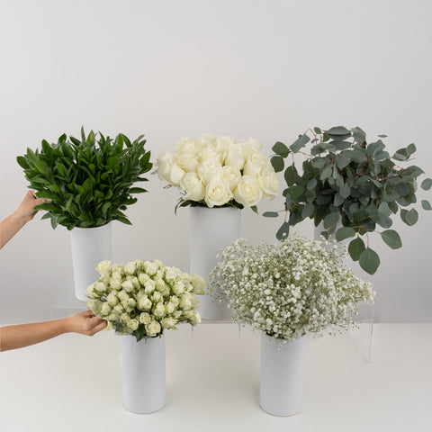 Classic White Bouquet Bar Flower Kit Vase - Image