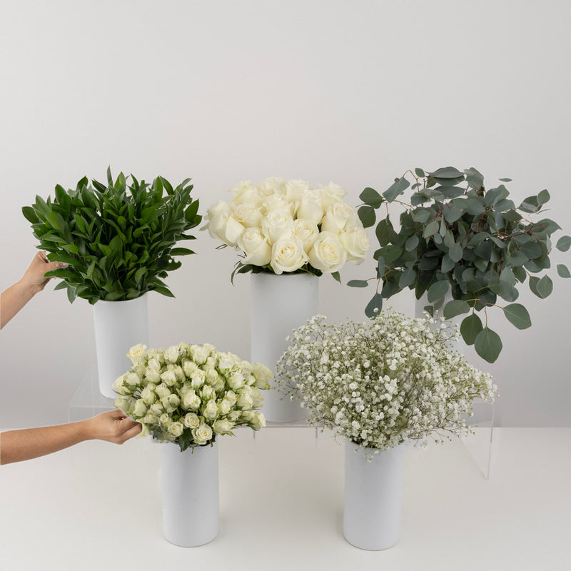 Classic White Bouquet Bar Flower Kit Vase - Image