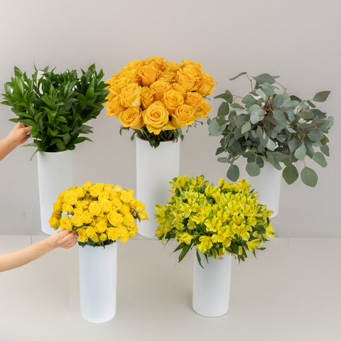Hello Yellow Bouquet Bar Flower Kit Vase - Image