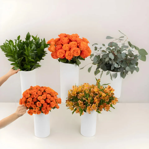Orange Crush Bouquet Bar Flower Kit Vase - Image