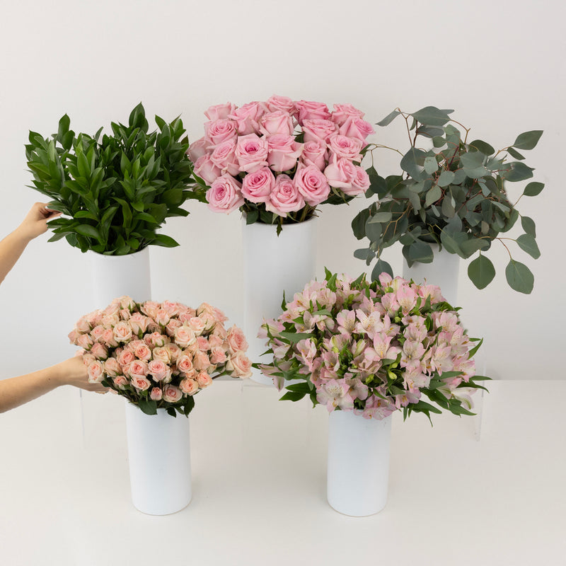 Pale Pink Bouquet Bar Flower Kit Vase - Image