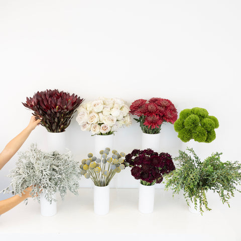 Oxblood And Sage Bouquet Bar Flower Kit Vase - Image