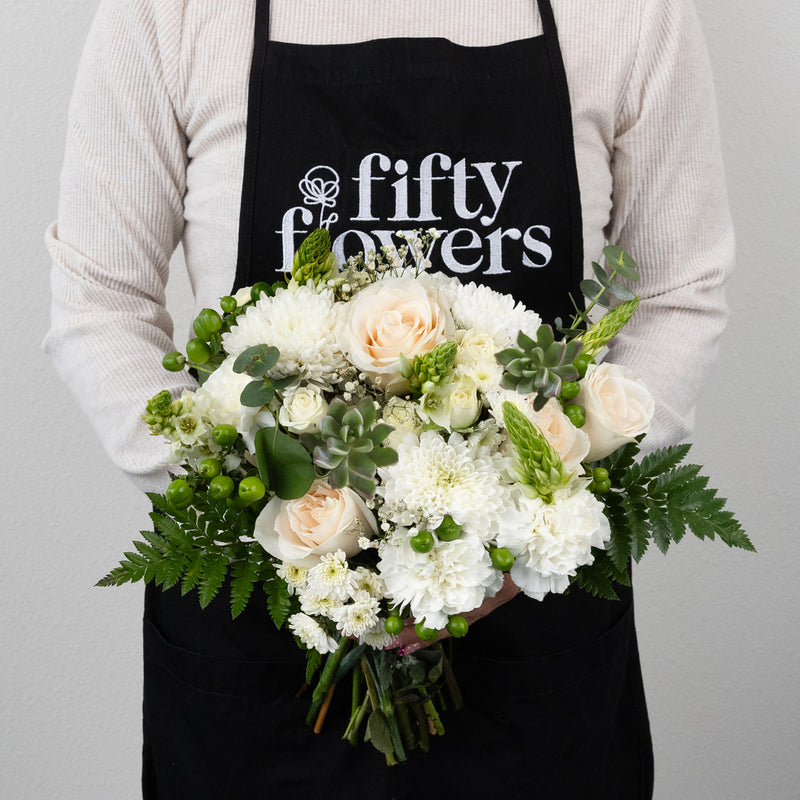 Earth And Ivory Flower Bouquet Apron - Image