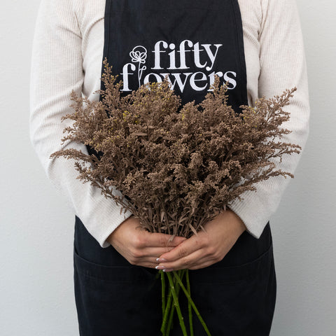 Mocha Mousse Tinted Solidago Flowers Apron - Image