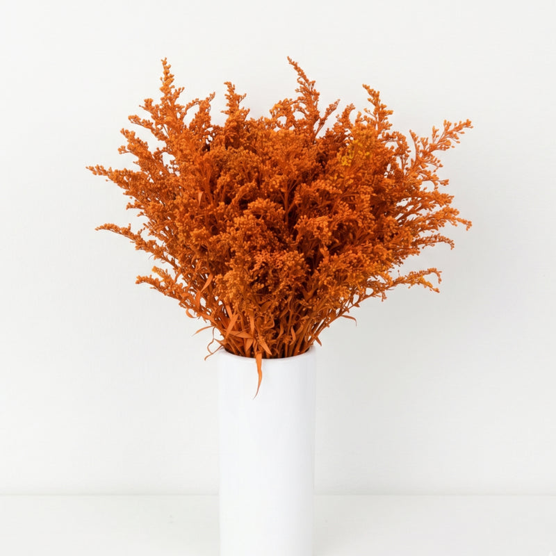 Tinted Orange Estelle Solidago Filler Flowers Vase - Image