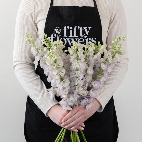 Pink River Designer Delphinium Flower Apron - Image