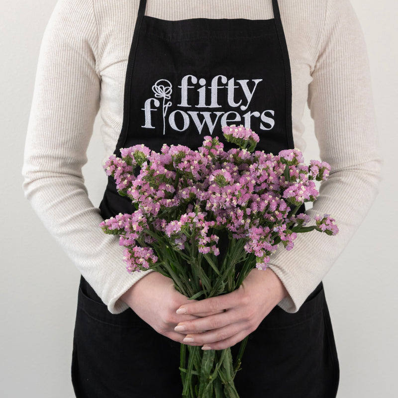 Pink Tissue Culture Statice Flower Apron - Image
