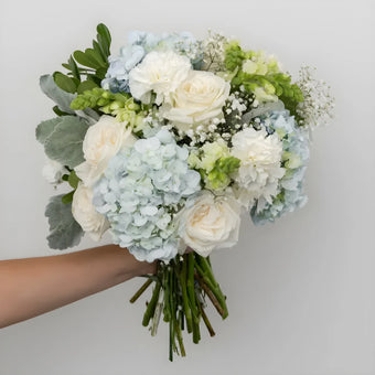 Coastal Vibes Blue Flower Bouquet Close Up - Image
