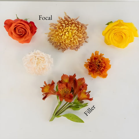 Orange Harvest Bouquet Bar Flower Kit Vase - Image